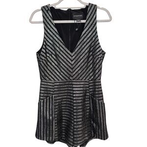 Revolve MINKPINK Glimmer of Hope Silver Black Shorts Romper NWT Party Wear M